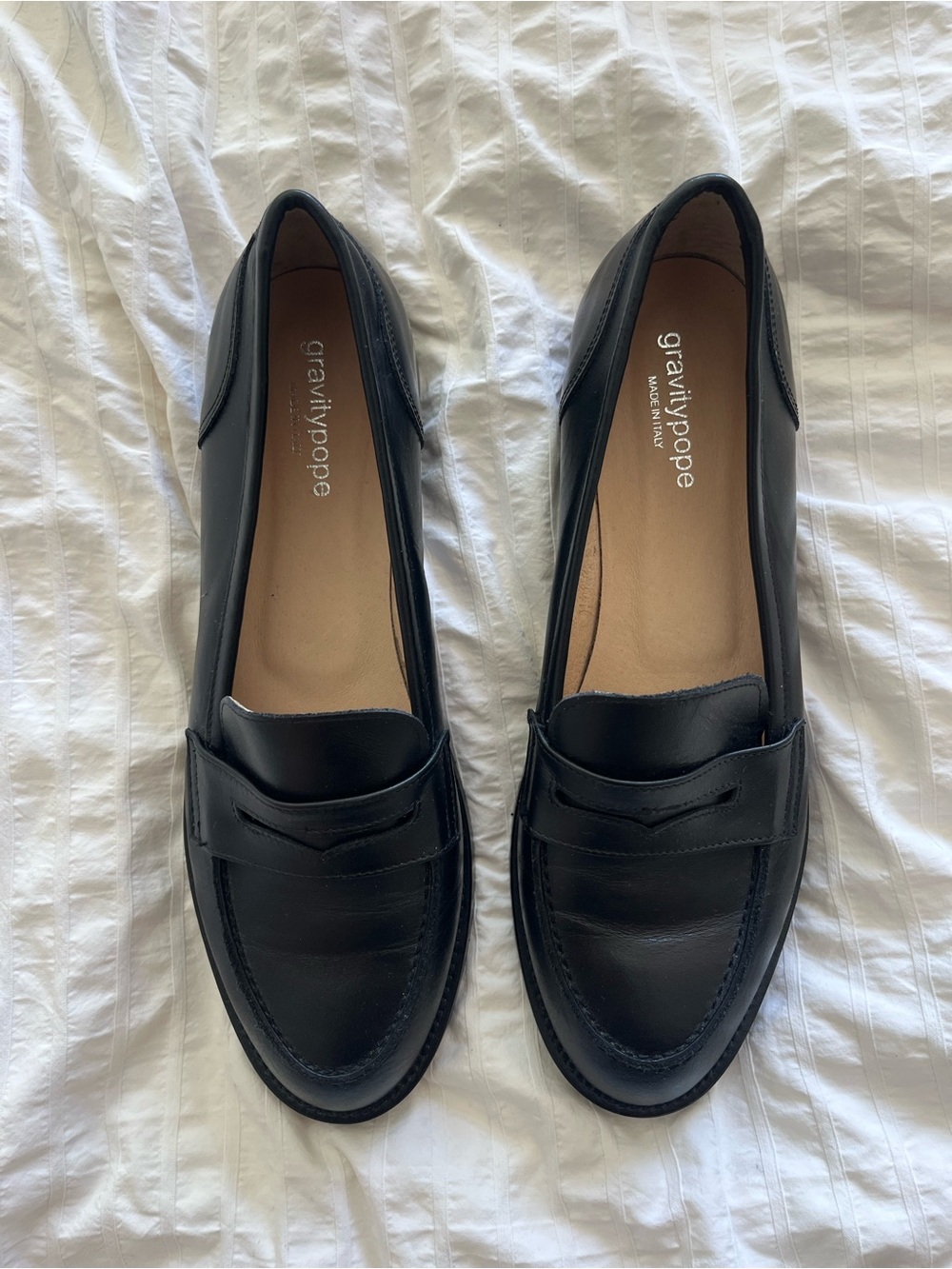 Gravity Pope Black Leather Loafers